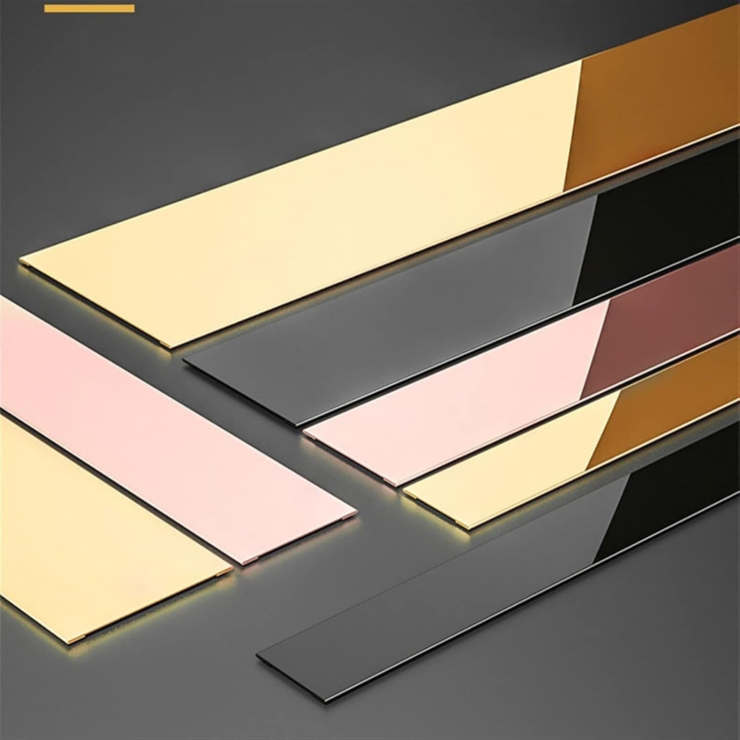 GQQGSHOP 16.4 ft Molding Trim Self-Adhesive Metalized Wall Trim Waterproof Caulk Strip, Mirror Like Finish Decorative Trim for Door/Wall/Mirror/Furniture/Wardrobe/Picture Frame(Gold,5m(L) x4cm(W))