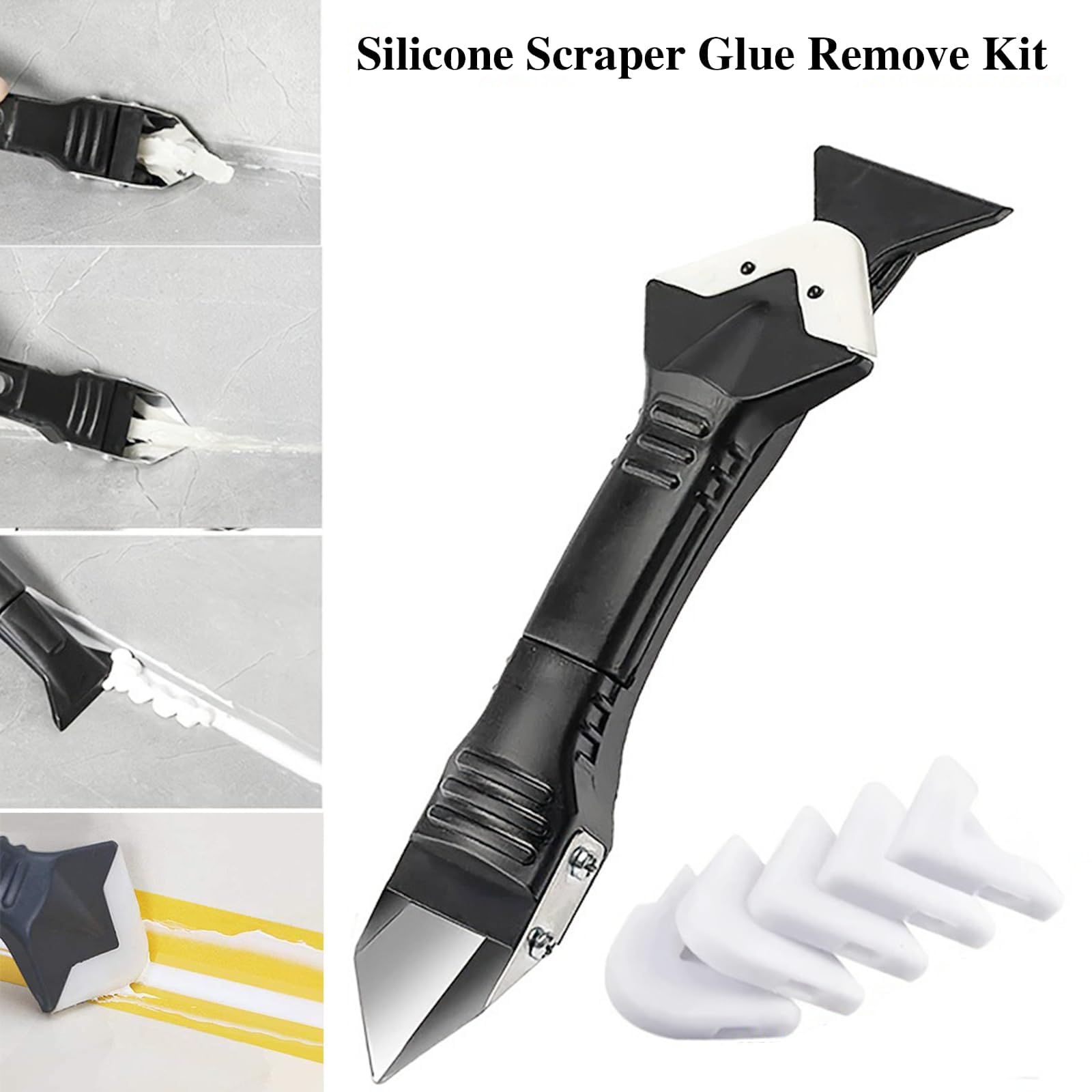 Strumento Rimozione Silicone 5 in 1 Raschietto Kit Spatola per Sigillante Applicatore