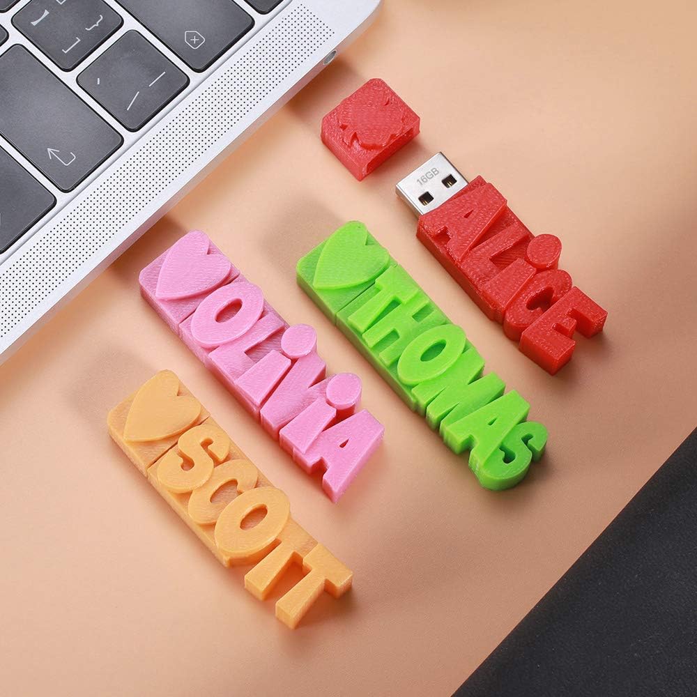 USB Flash Drive Personalized with 3D Print Name Words 16GB/32GB/64GB Customized Memory Stick