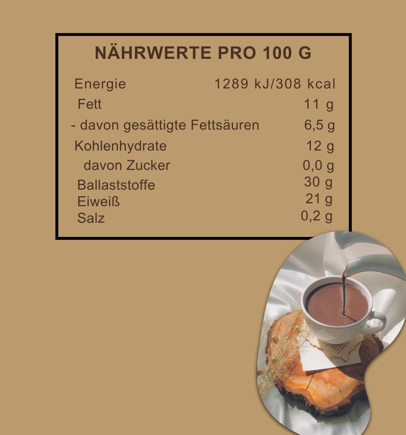 Edelmond 100% Kakaobohne für heiße Trink Schokolade. Kein Pulver! Dunkler Vollkakao mit eigener Kakaobutter. Nachfüllpack (750 g)
