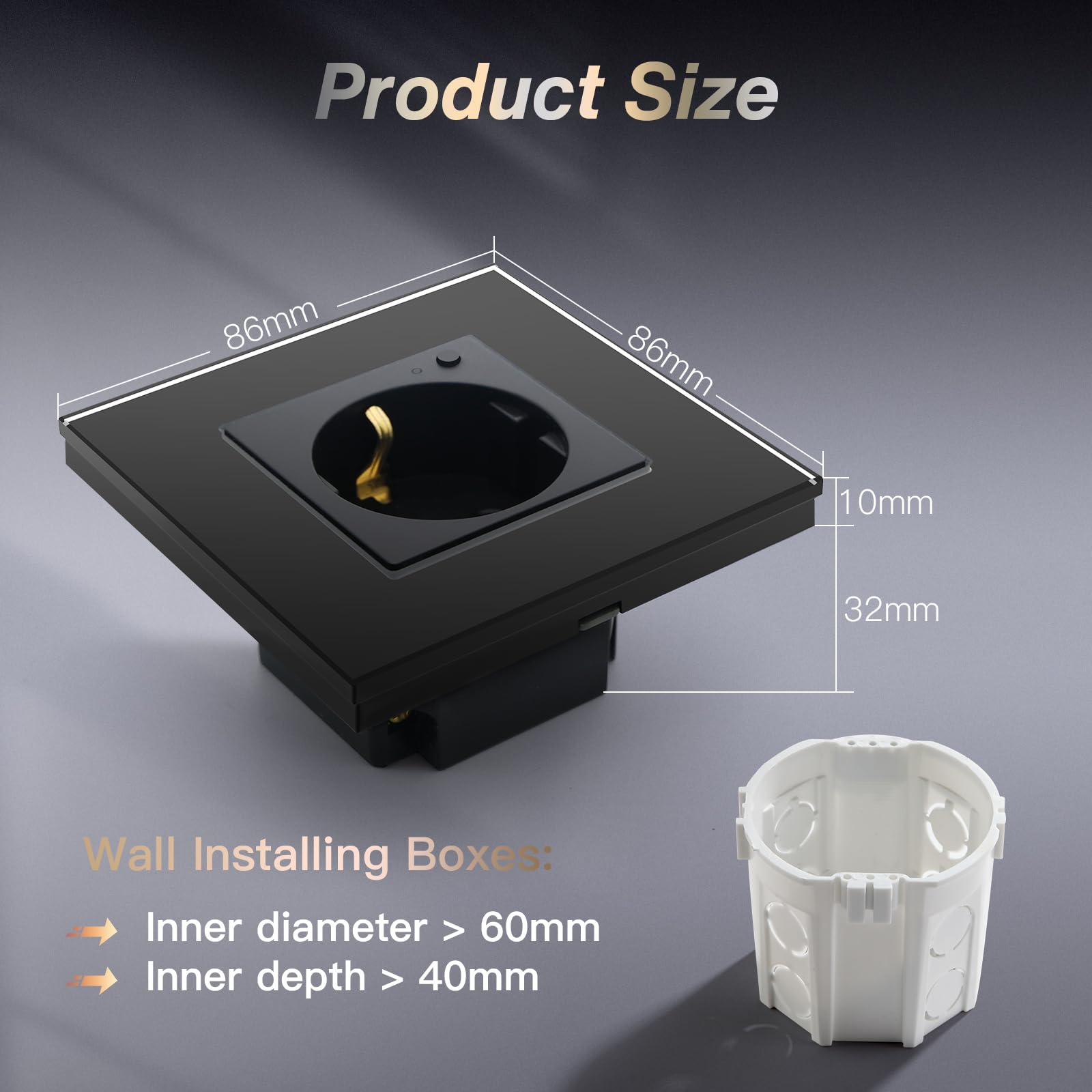 BSEED Enchufe Inteligente Con Cristal,WIFI Enchufes de pared,Control Remoto y de Voz y Función de Temporizador,Requiere Cable Neutro,1 Enchufe WiFi,86mm Negro - 2