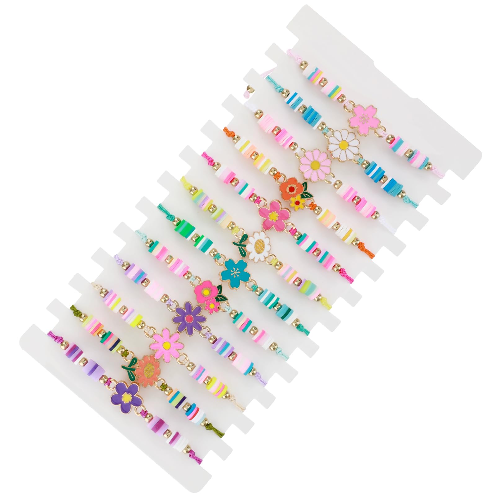 Sorcristy 12 PCS Friendship Bracelets for Girls, Colourful Flat Flower Bead Adjustable BFF Friendship Bracelets, Cute Girls Party Bag Fillers, Bracelet for Women Teens, Birthday Jewellery Party Bag