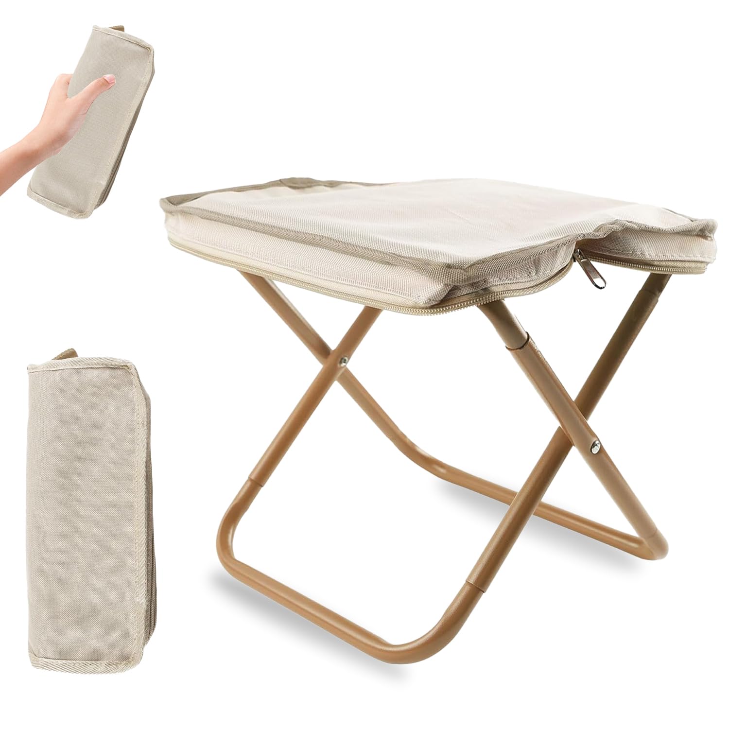 Mini Taburete Plegable Playa, Mini Sillas Camping Plegable con Bolsa de Almacenamiento, Silla Plegable Pequeña al Aire Libre, Pequeño Taburete Plegable Portátil, Pesca, Camping, Viajes