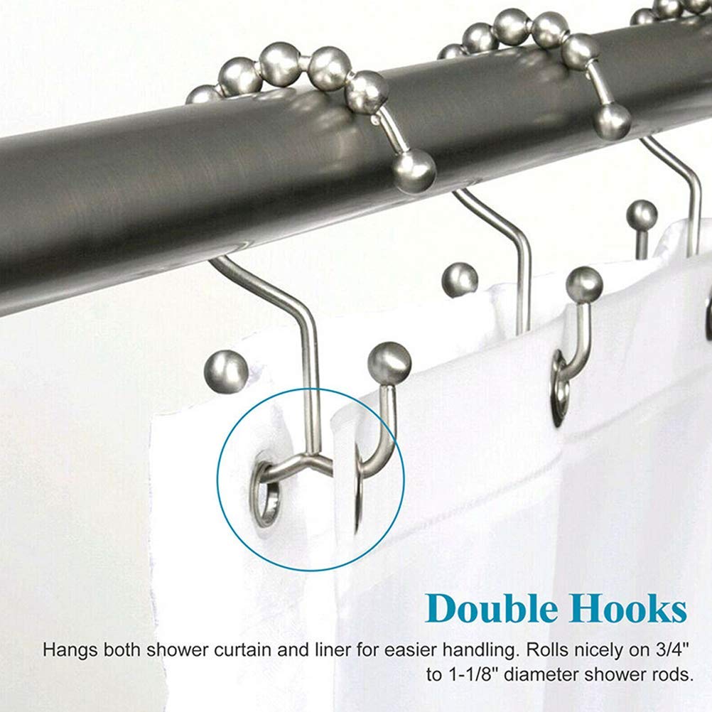 12pcs Dual-Side Sliding Shower Rings Drape Hanger Rings Stainless Steel Iron Rings for Shower Curtain