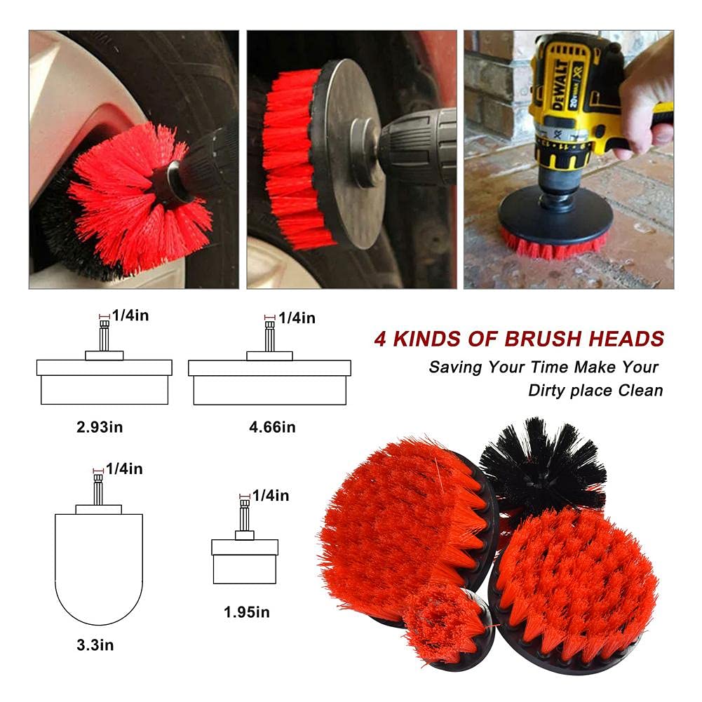 18pcs de Limpieza en el Coche Que detalla Herramientas brocha Alta Lavado Taladro Cepillo Juego Controladores Salida Aire la Rueda pulidora Adaptador Limpiador Llantas