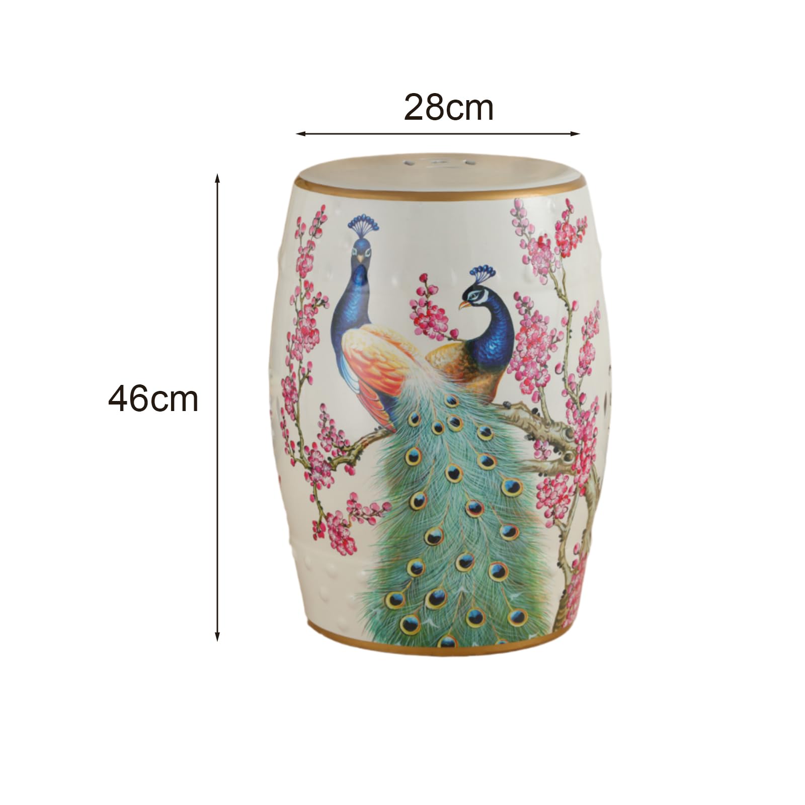 Chinesischer Keramik-Trommelhocker Dekorativer Keramik-Gartenhocker Dekorativer Beistelltisch 28 X 28 X 46 cm Für Wohnzimmer Schlafzimmer Balkon(B3)