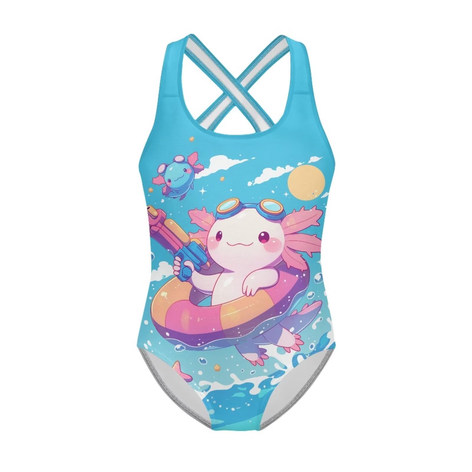 Girls Swimsuit Criss Cross Back 1-Piece Summer Beach Swiwmear