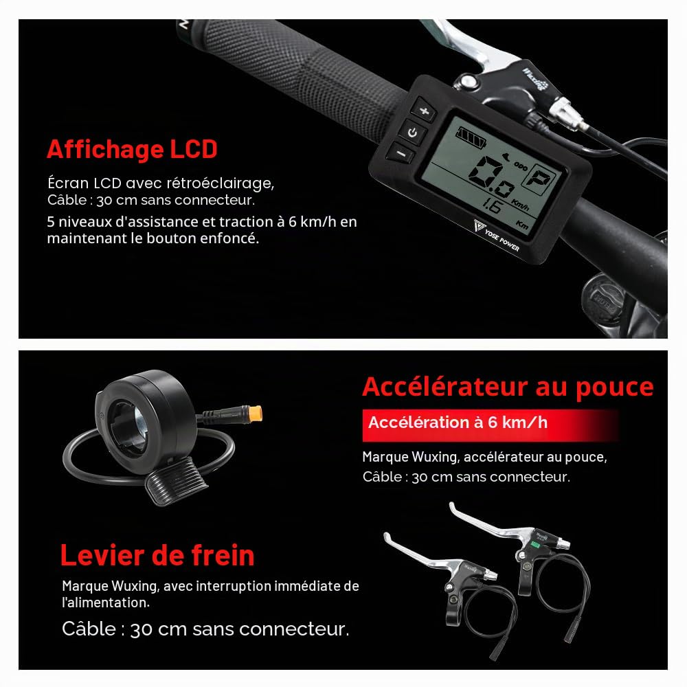 SEASON Ebike Kit de Conversion Vélo électrique 26 Pouces/28 Pouces Moteur Avant 36V 250W Contrôleur intégré avec Batterie 36V 13Ah/15.6Ah/18Ah et Chargeur