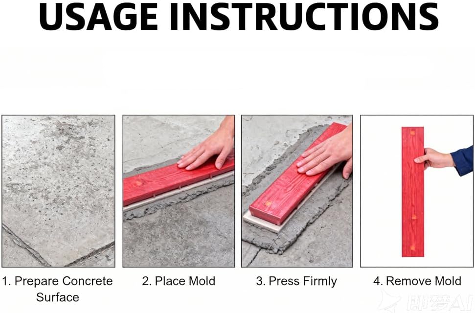 Polyurethane Floor Imprint Seamless Concrete Mold, Long-Style Wood Grain Concrete Stamp, Concrete Decorative Imprint Stamp Mat