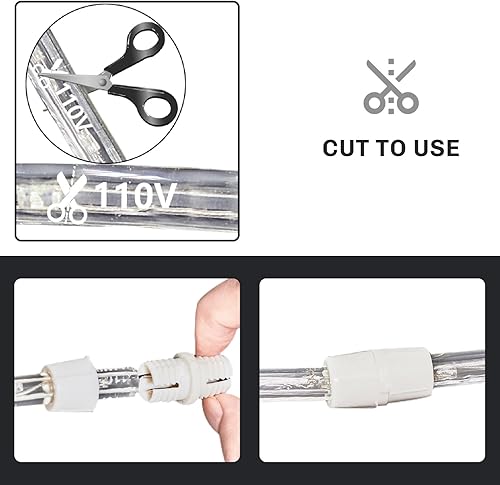 Vista 3 de WALCUT 100Ft 1080 LED PVC LED cuerda luz hogar enal aire libre Navidad decoración fiesta iluminación blanco fresco