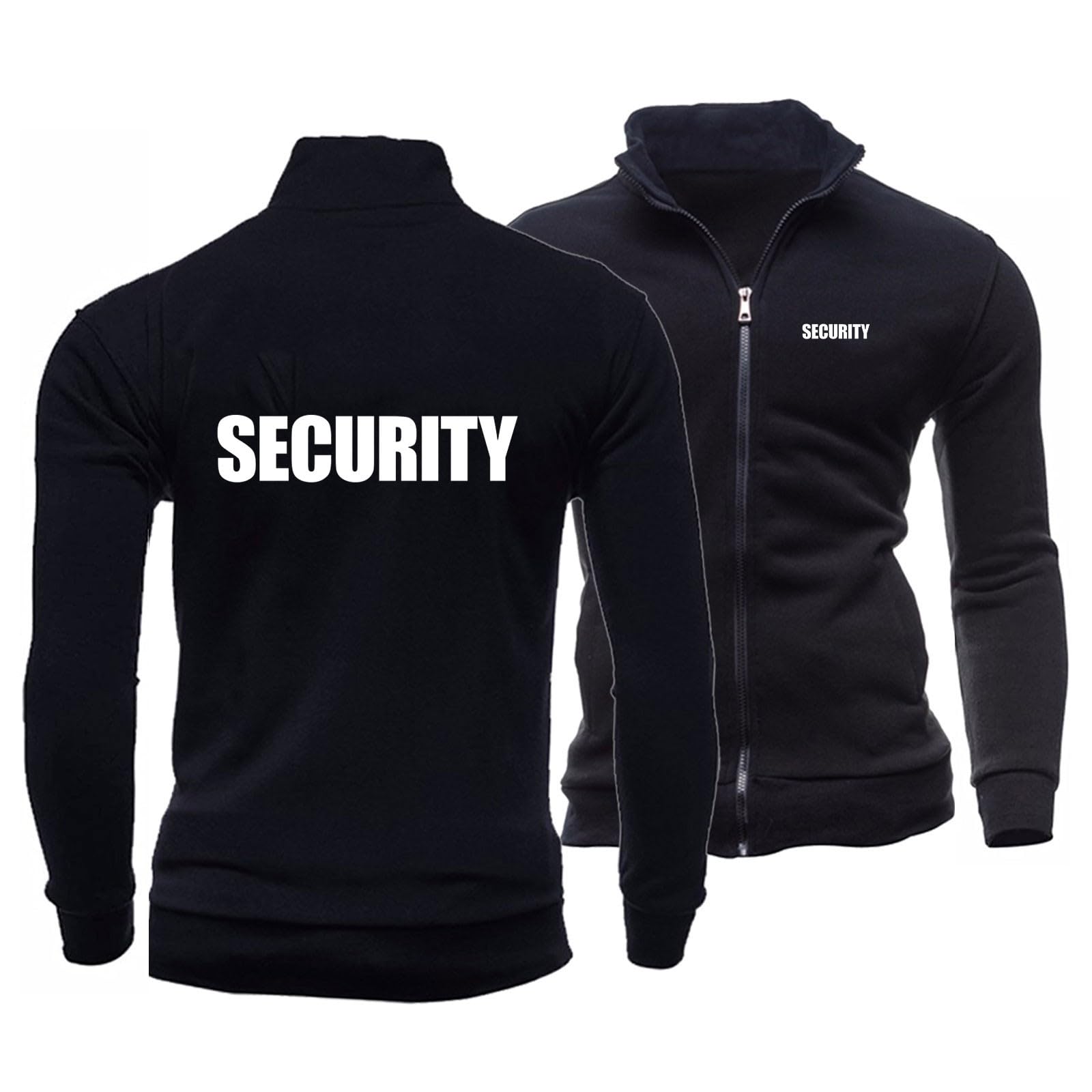 Uomo Cerniera Intera Felpa per Security Giacche Casual Primavera Autunno Manica Lunga Niente Cappuccio Ponticelli Cappotto Giacca Attiva Leggera
