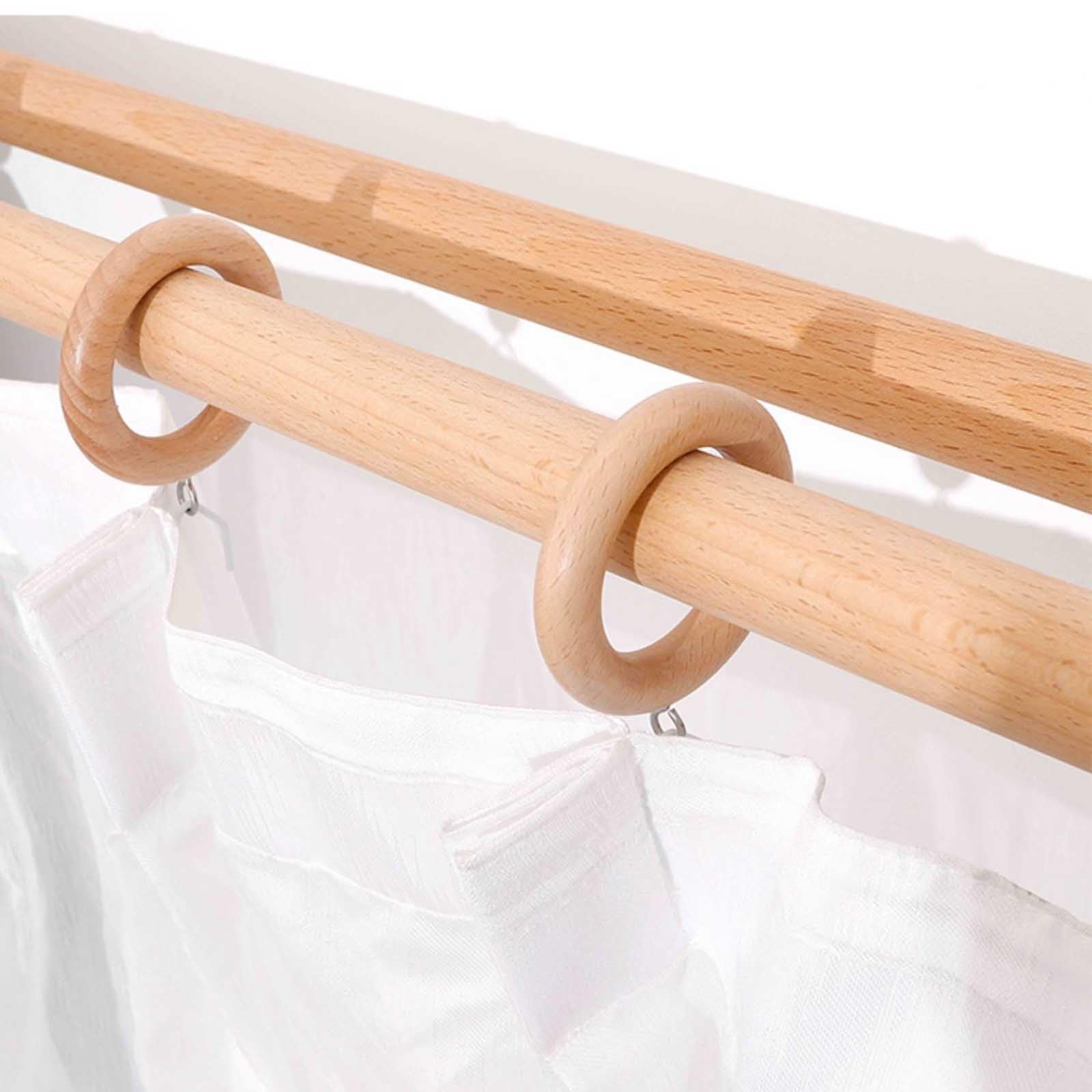 Barra De Cortina De Madera Maciza Simple Y Doble Soporte, 200 cm (78.7 in), Perforada