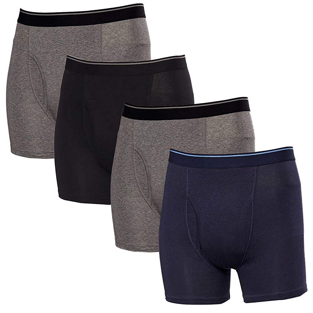 Kirkland Signature Men's Boxer Brief Pima Cotton 4 Pack X-Large Black/Gray