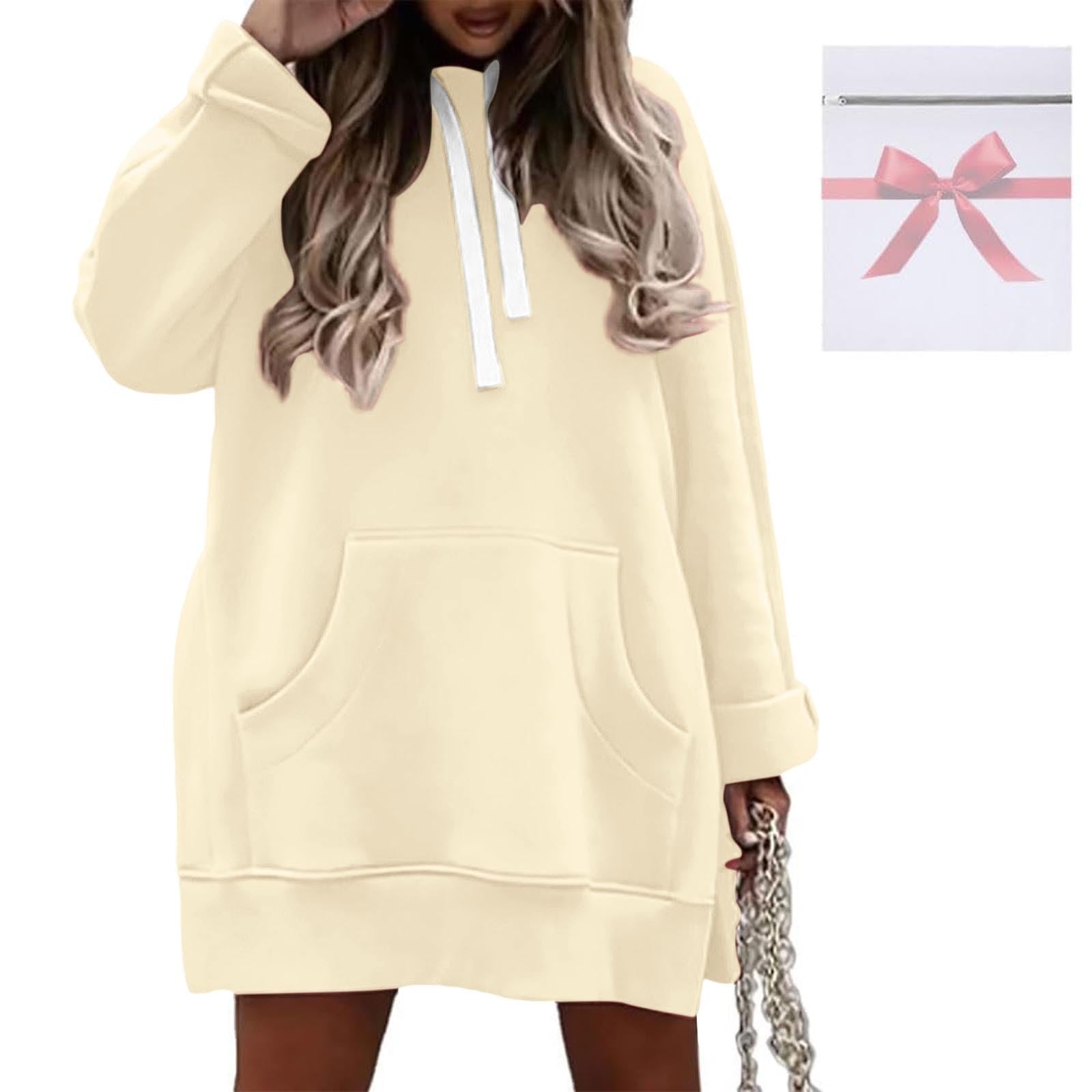 Generisch Robe confortable pour femme avec imprimé de Noël, sweat à capuche à manches longues et poches