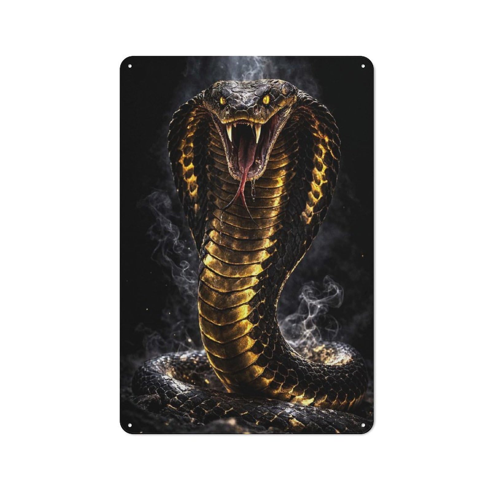 Junmoney Style-6 Creative Aggressive Cobra Snake Tin Sign 30X20cm, Study Room Decor For Workspace, Cafe, Shop Or Desk Area