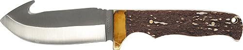 Uncle Henry 185UH Next Gen 91 in High Carbon SS cuchillo de hoja fija con un gancho de tripa de 43 in y mango de Staglon para supervivencia al aire