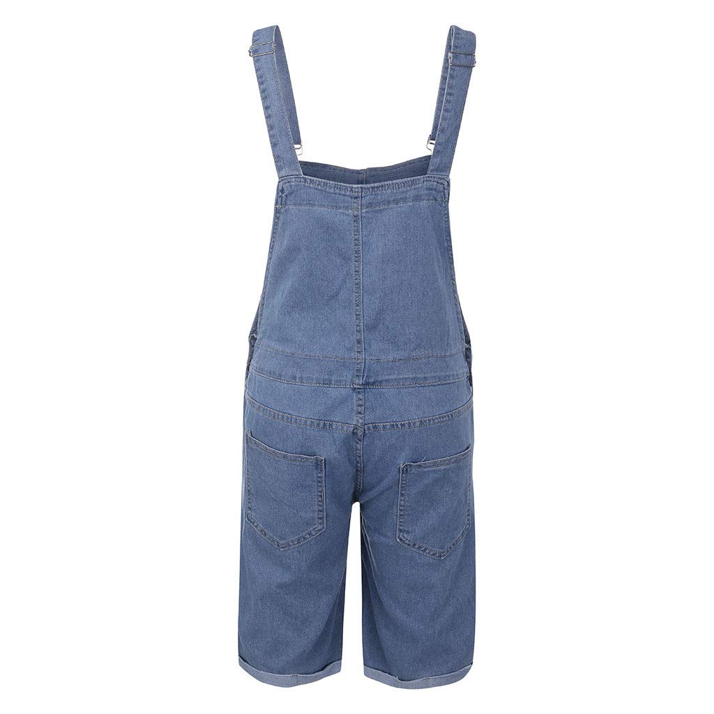 IQYU Salopette de travail courte pour homme - En jean stretch - Grandes tailles - Pour l'été - Pour l'extérieur - Coupe droite - Pantalon cargo vintage - Salopette de travail en denim