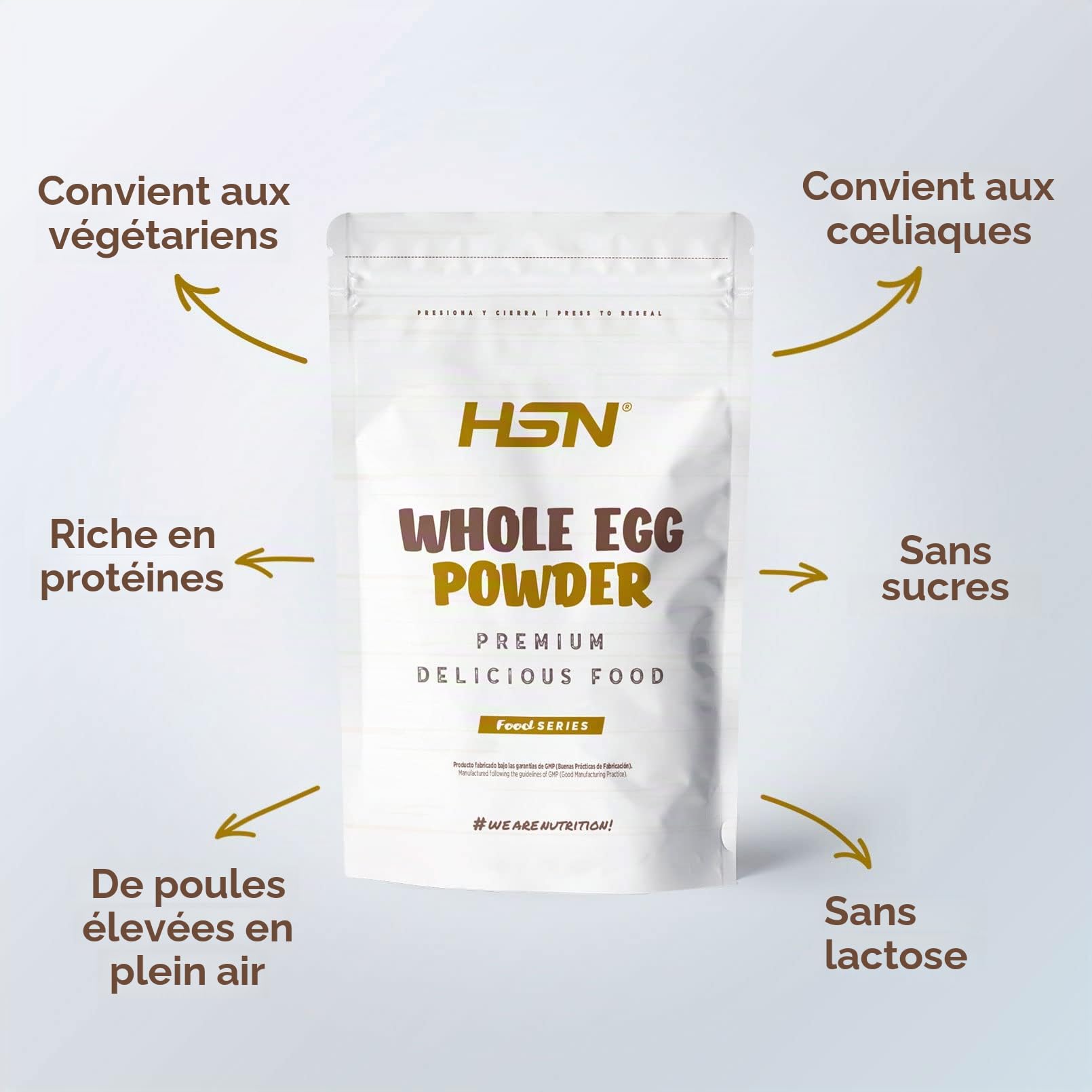 HSN Protéine d'oeuf entier en poudre | Pour les végétariens | Substitut de lactosérum | 100% blanc d'oeuf + jaune d'albumine | Convient aux intolérants au lactose, sans gluten, sans soja, 2Kg