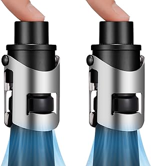 HYZ Champagne Stoppers with Vacuum Built-in Pump 2pack, Sparkling Wine Saver for Champagne, Prosecco and Cava - Stainless Steel + ABS Champagne Bottle Stoppers, Black