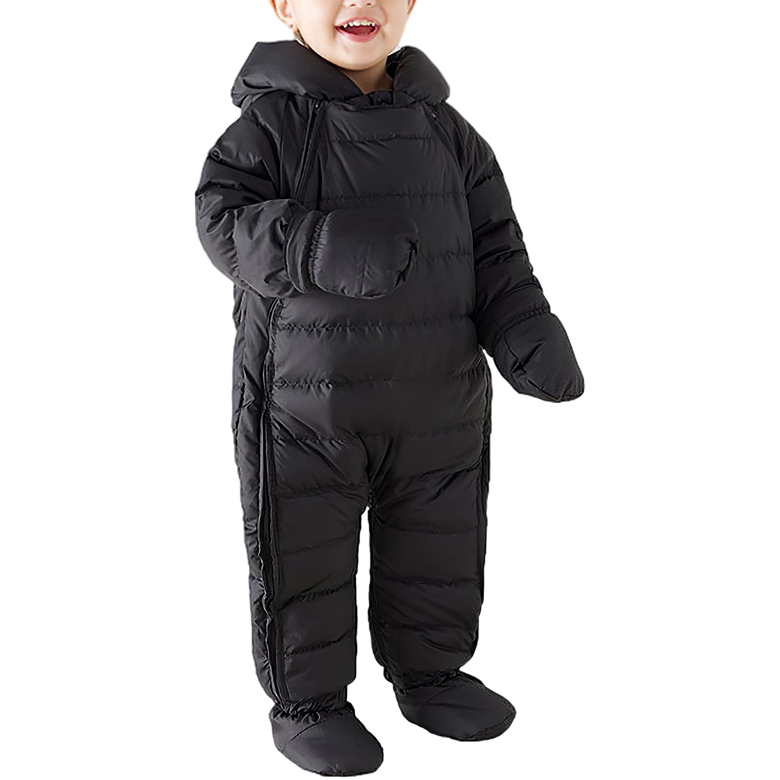 amropi Combinaison de Neige Bébé avec Gants et Chaussons Fille Garçon Manteau à Capuche Jumpsuit pour 3-24 Mois