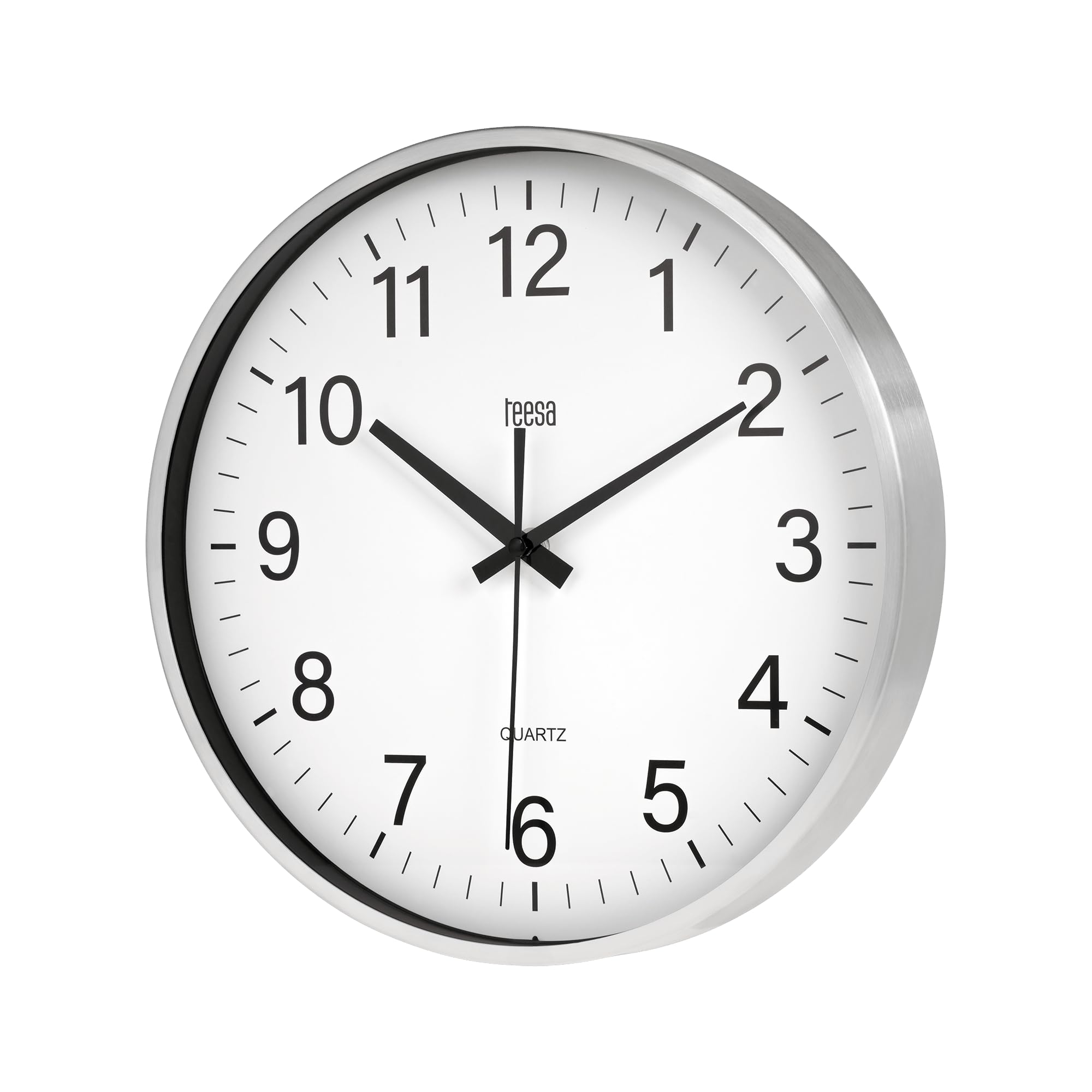 Teesa Wanduhr 30 Cm Silber – Analog, Mit Großen Ziffern, Batteriebetrieben, Quarzwerk