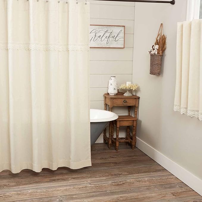 Piper Classics Flax and Lace Shower Curtain