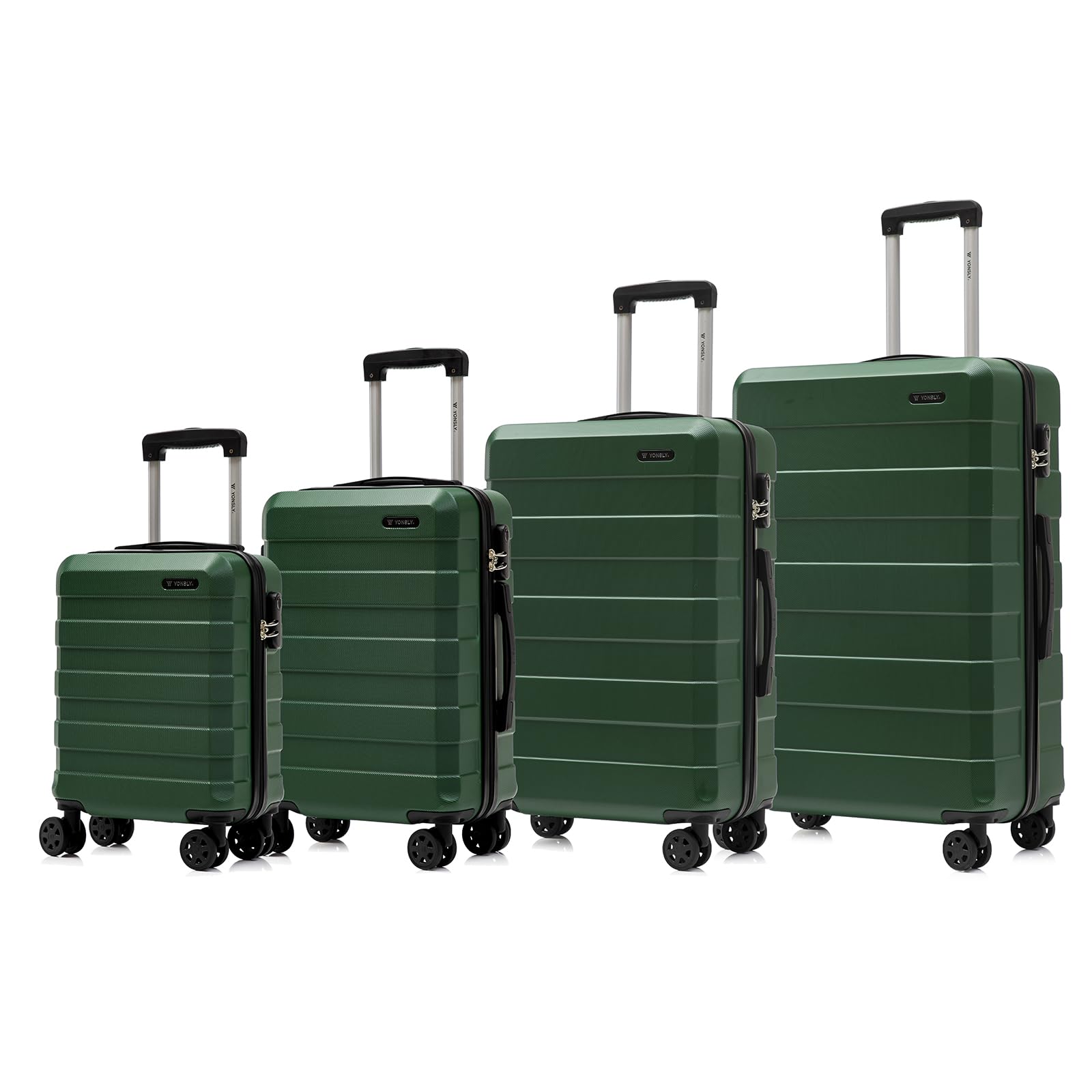 yonsly Koffer Suitcase, Trolley Reisekoffer, Rollkoffer Handgepäck mit 4 Rollen 360°, ABS Hartschalen, Sicherheitsschloss, Weicher Gummigriff, 210D-Futter