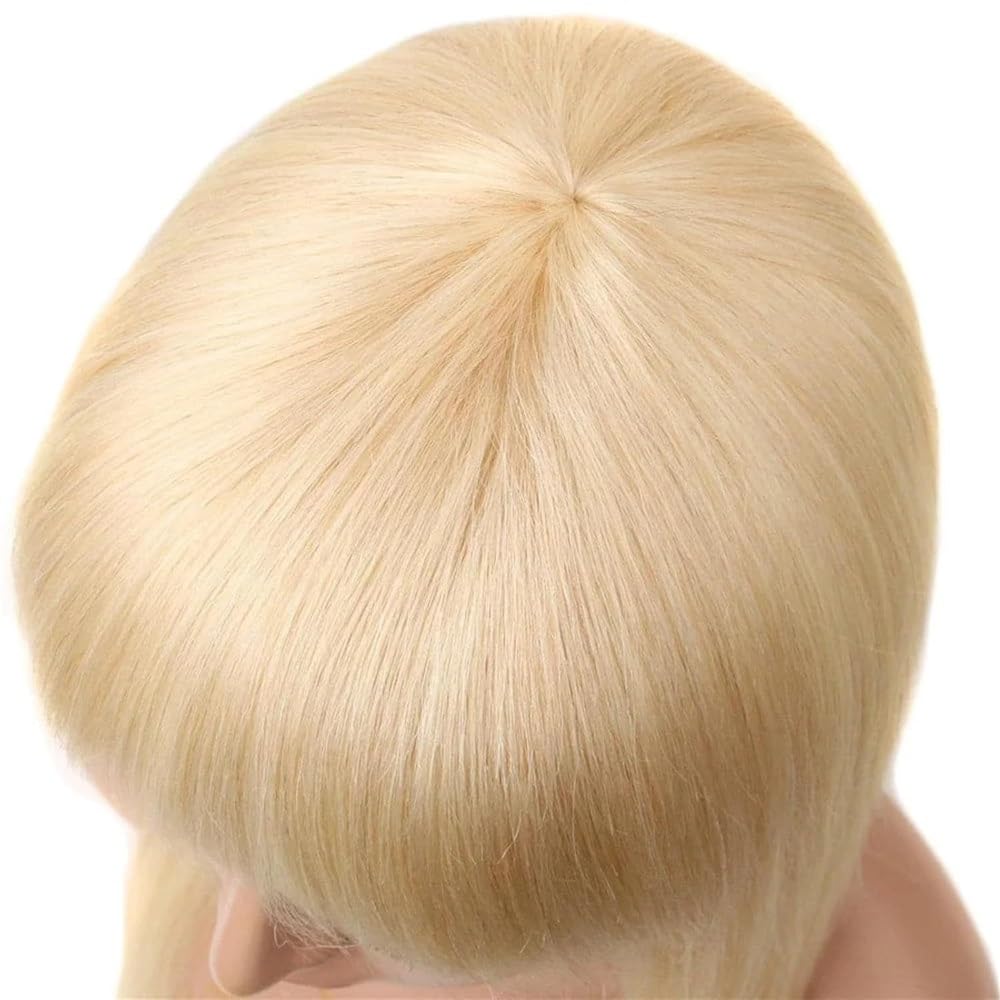 peluca lisa rubia 613 con flequillo, pelo humano sin pegamento, sin encaje, para mujeres añade volumen del cabello (16 inch)