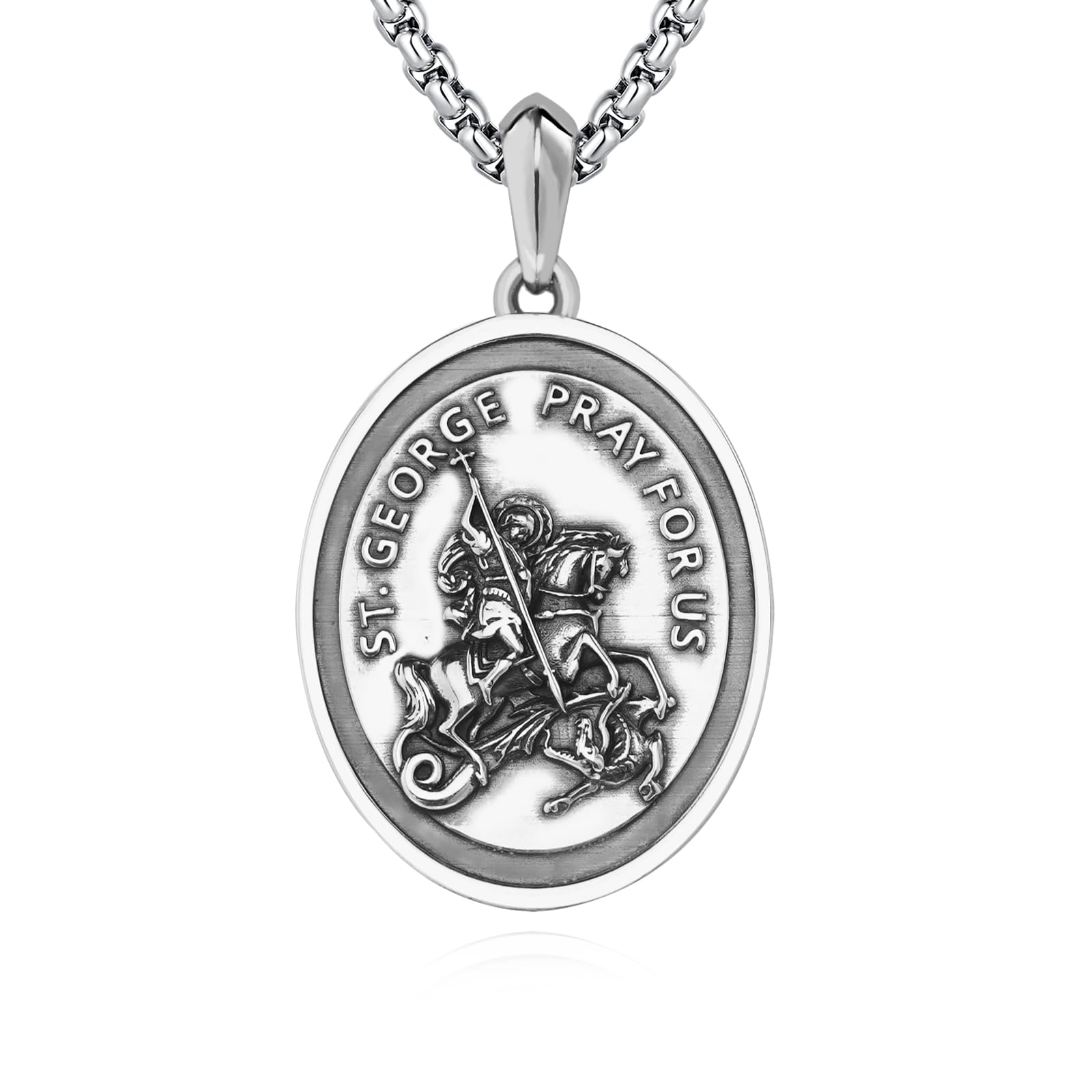 925 Sterling Silver Patron Saint Medal Necklace Catholic Protection Pendant Amulet Religious Jewelry for Men Women