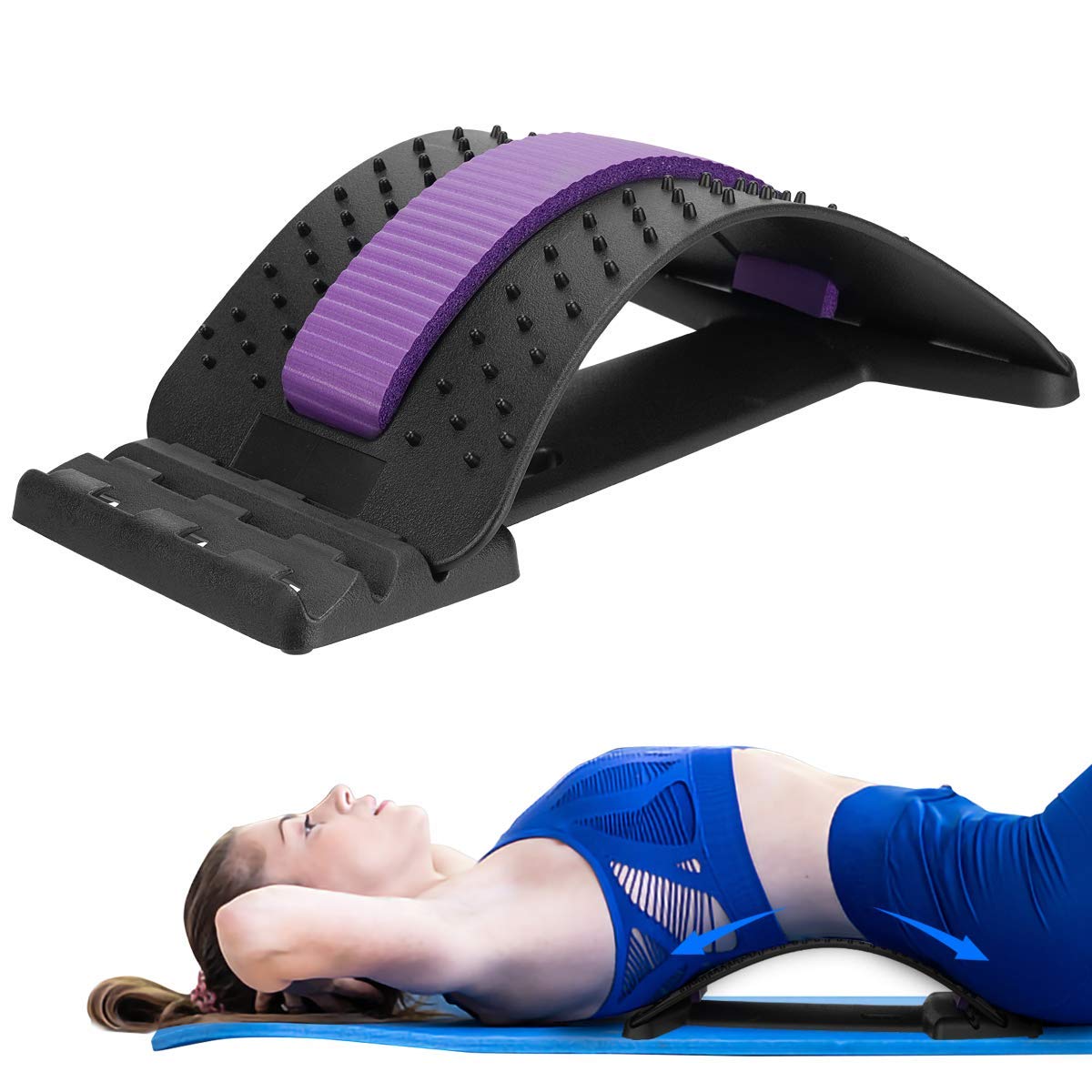 Back Stretching Device,Back Massage Magic Stretcher,Multi-Level Lumbar Support Stretcher Spinal, Lower and Upper Muscle Pain Relief Relax Mat