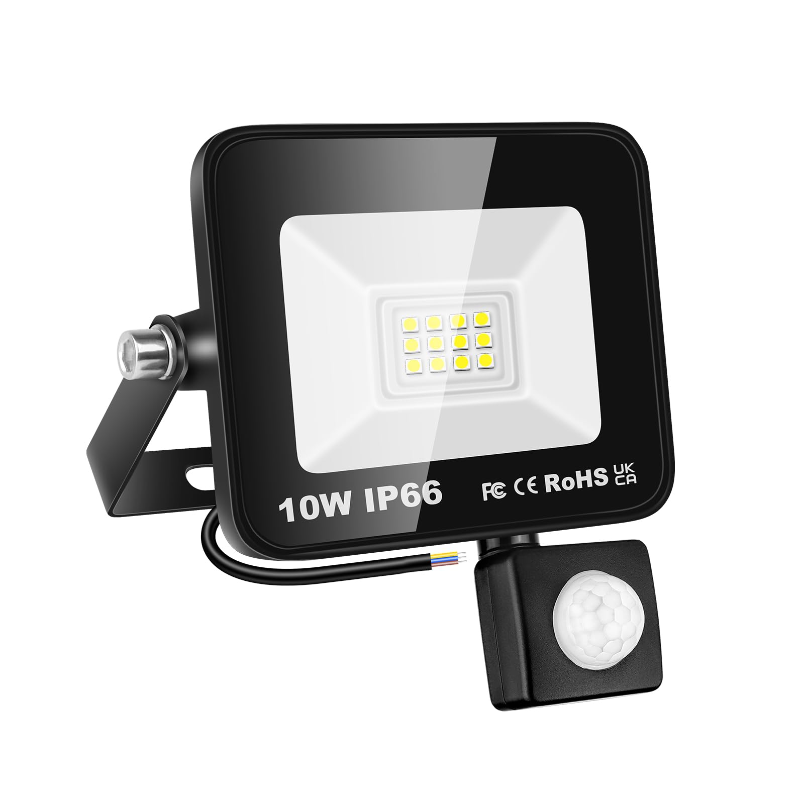 RIGIDON 10W LED Floodlight with Motion Sensor, 1000LM 6000K Cold White Outdoor LED Spotlight with Sensor IP66 Waterproof, Outdoor Security Lighting for Garden, Patio, Garage, Terrace