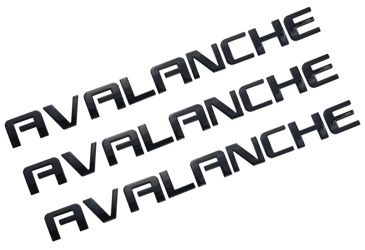 Aimoll 3pcs Avalanche Nameplates Emblem Badge Letter Replacement for GM Chevrolet (Black)