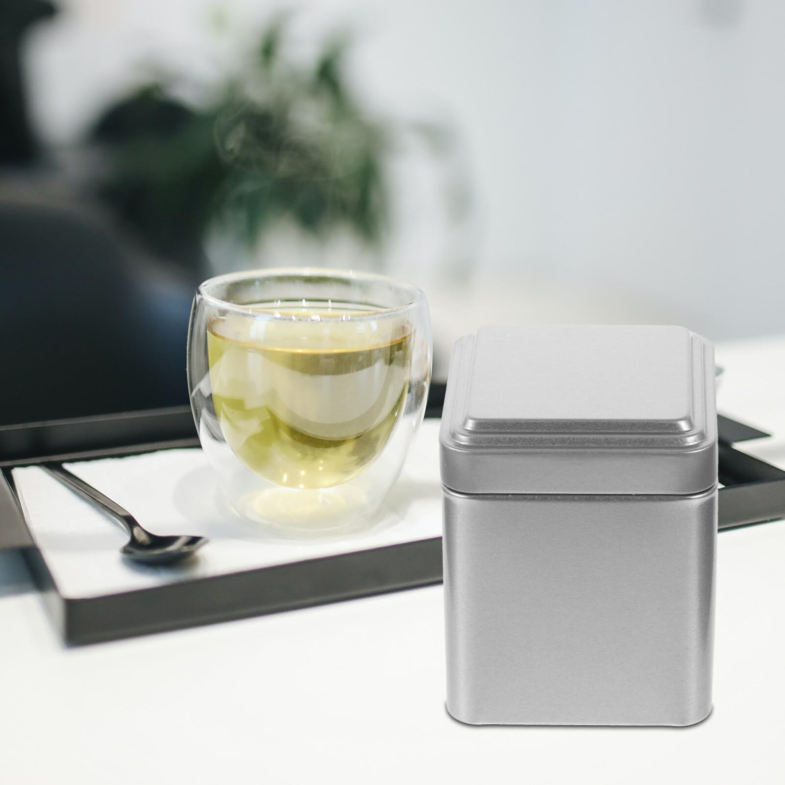 Amazon｜NUOLUX 茶筒 茶缶 キャニスター シルバー 50g 小さい 密閉 