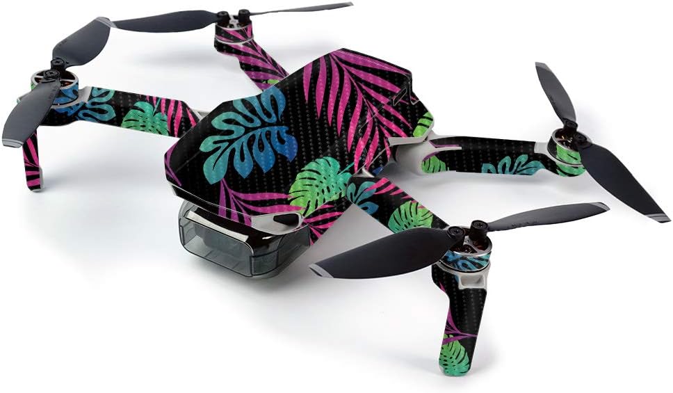 MightySkins Carbon Fiber Skin For DJI Mavic Mini Portable Drone Quadcopter Carbon Fiber Skin - Neon Tropics | Protective, Durable Textured Carbon Fiber Finish | Easy To Apply, Remove | Made in the USA