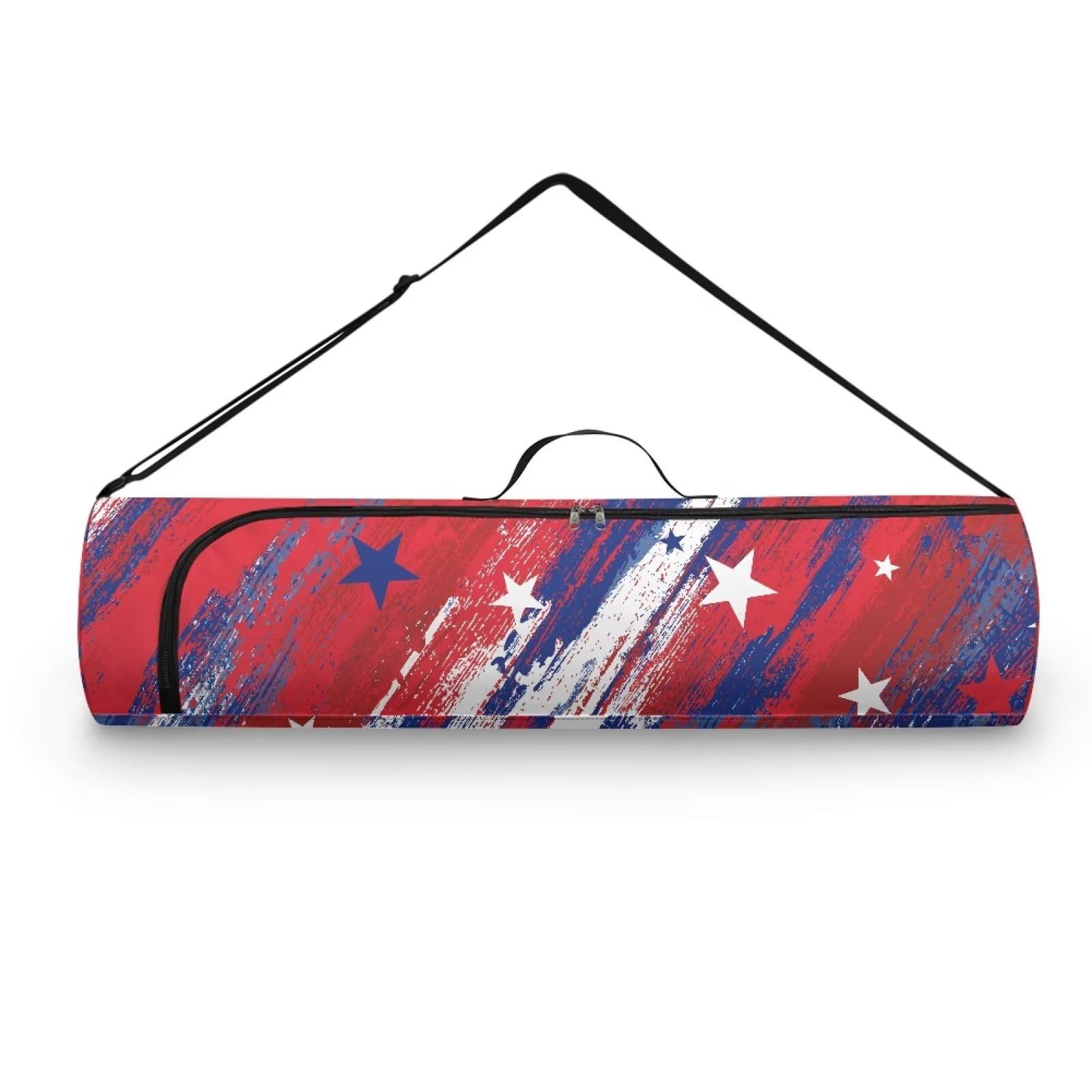 Pzuqiu USA Star Yoga Mat Bag for Women & Men Travel Yoga Gym Bag for Thick Exercise Yoga Mat Full-Zip Yoga Mat Carrier Bag for Class Workout Park with Adjustable Strap