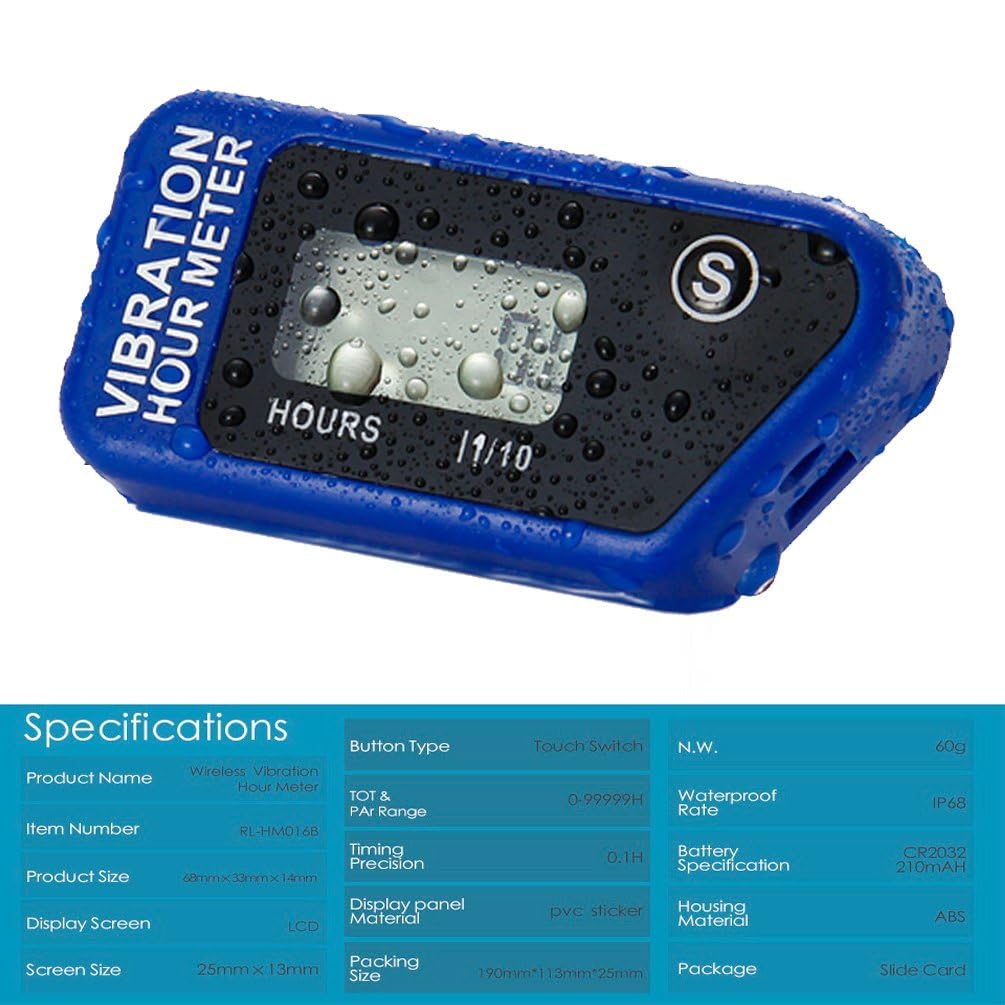 Upgraded Wireless LCD Digital Vibration Hour Meter
