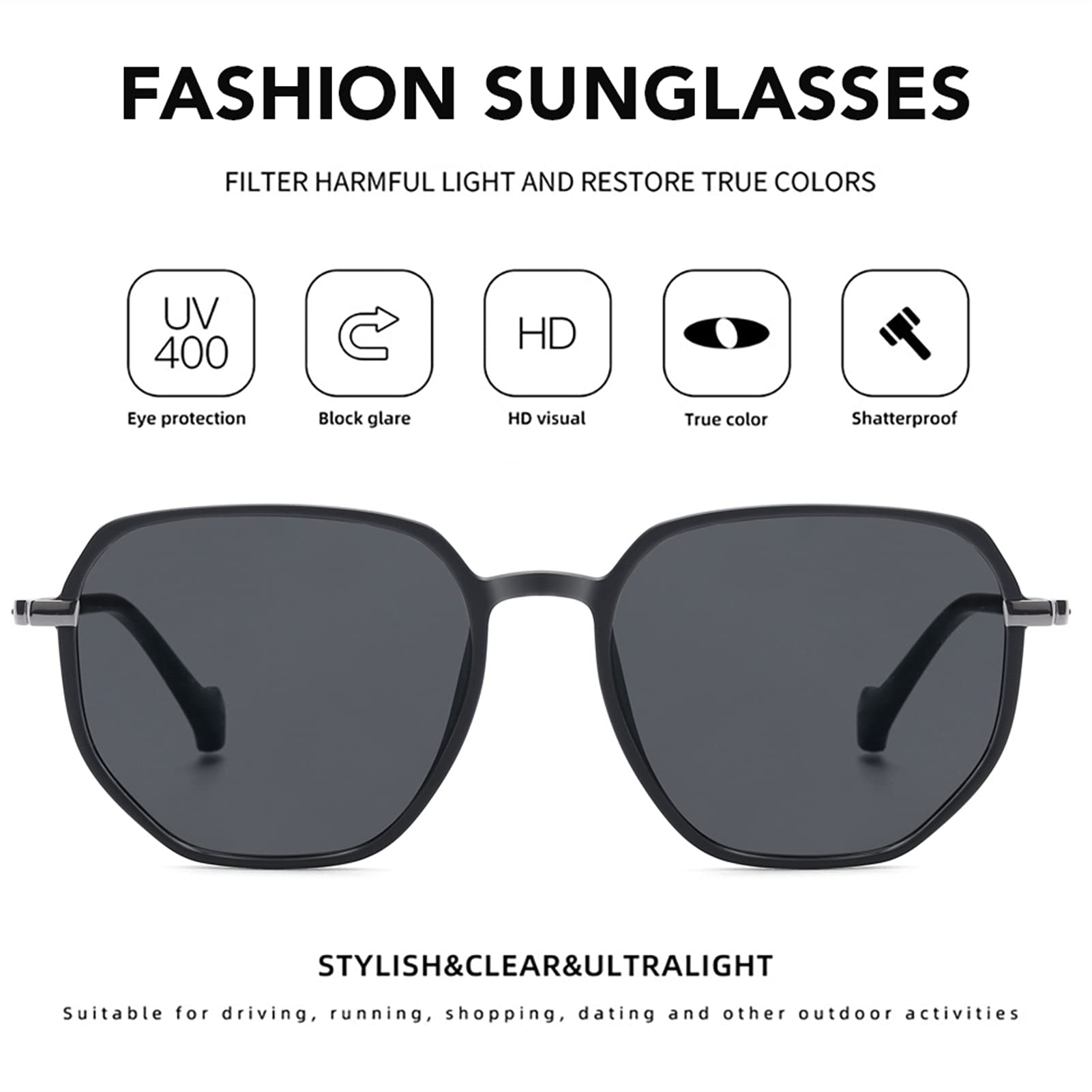 occhiali da sole Aviator Polarized Sunglasses Donne Uomo Moda Fashion TR90 Telaio HD Lens Driving Occhiali da sole Uomini UV400