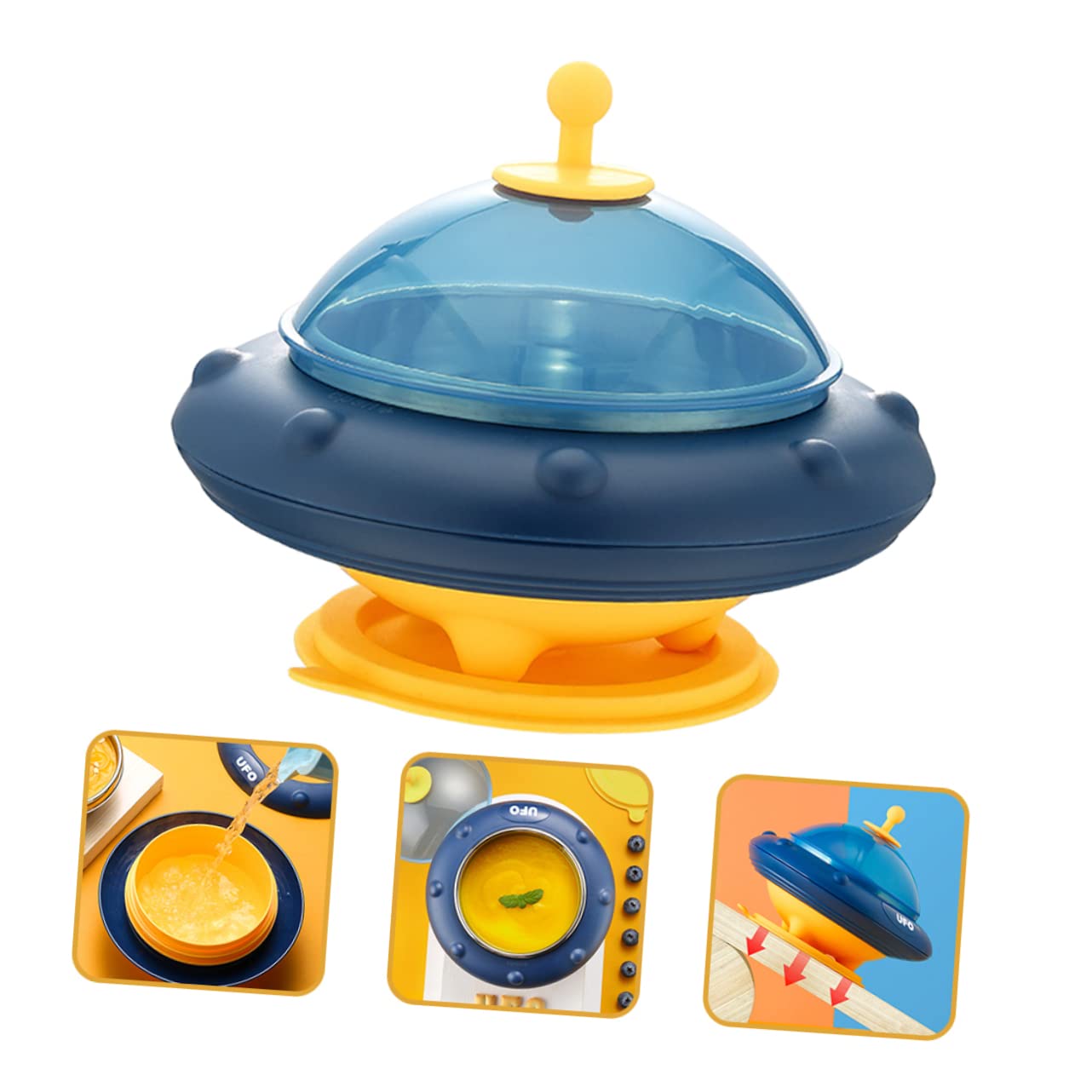 Toddmomy Stainless Steel Bowl with Suction Base Detachable Insulation Bowl for Self Feeding for Home Picnics and Outdoor Use