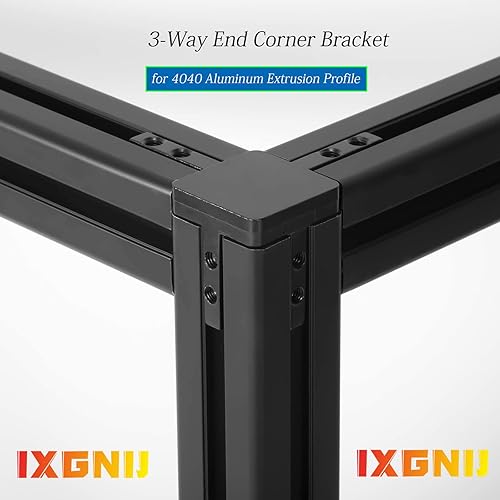 Miniatura 5 de 4Set 4040 3-Vía Soporte de Esquina Terminal con Conector Sólido en Forma de L con Tornillos M6x12mm para Accesorios de Extrusión de Aluminio 4040