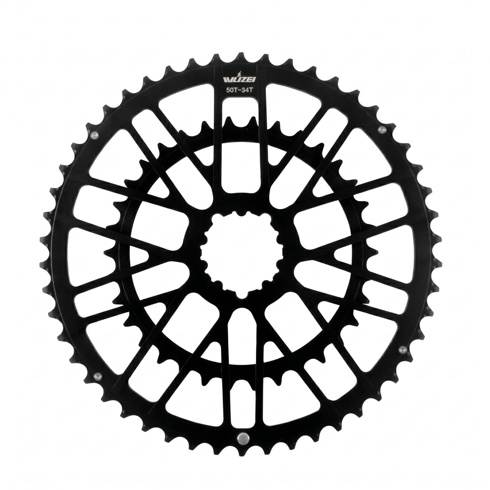 rockible Chainring Doppia Corona Stradale Anello Catena Pignone Ingranaggio Alluminio Lega Leggero con Profilo Denti Stabile E Struttura a Montaggio a Filo, 50T/34T