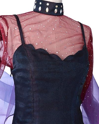 Miniatura 5 de miccostumes Disfraz de mujer negro para cosplay, gótico, tirantes delgados, línea A, vestido de graduación con accesorios