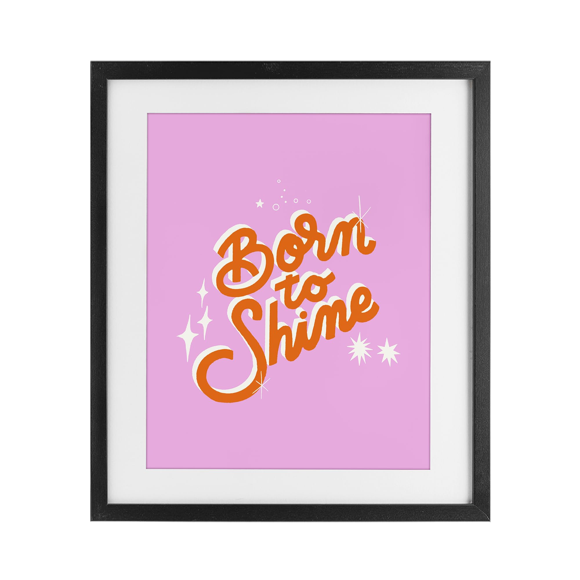 Stupell Industries 'Born To Shine on Pink', Framed Print Under Glass, Black, 13 x 16 Inches, Easy to Hang and Sturdy, Made in USA, by Indira Prieto | IndySign