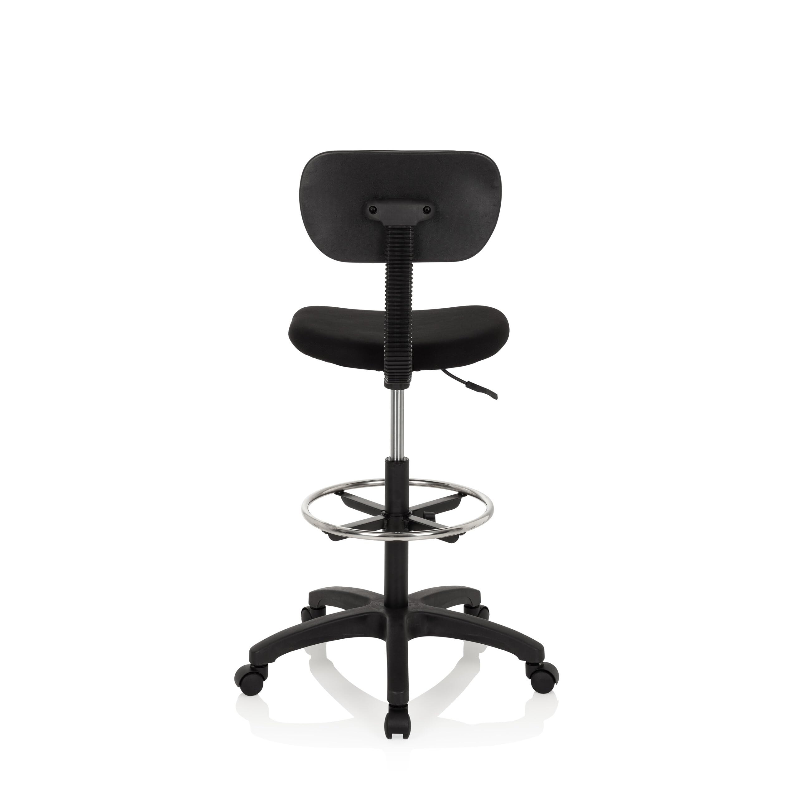 hjh OFFICE 671004 Arbeitsstuhl mit Fußring TOP Work 05 Stoff Schwarz Counterstuhl Drehstuhl mit Rollen, höhenverstellbar