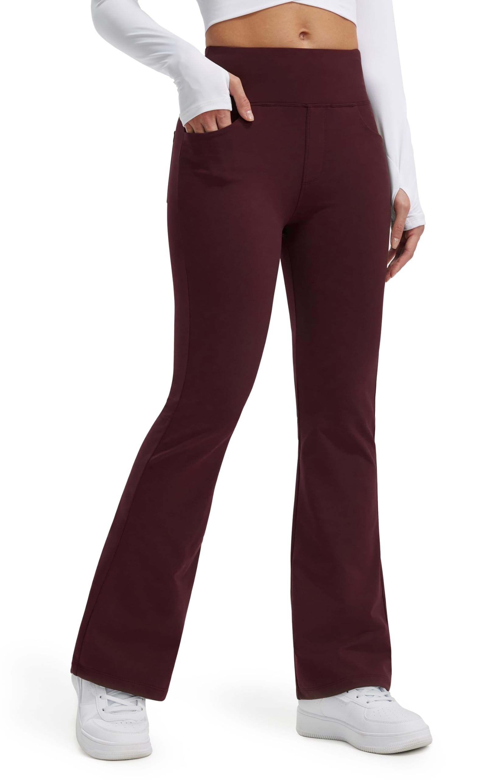 Libin - Legging termici da donna, a zampa d’elefante, pantaloni termici, impermeabili, invernali, adatti per lo yoga, con tasche