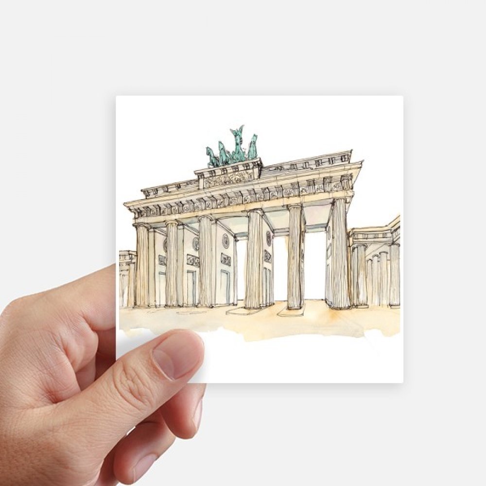 Sticker carré Brandebourg Porte Allemagne 10CM autocollant mural et bagage 8Pcs