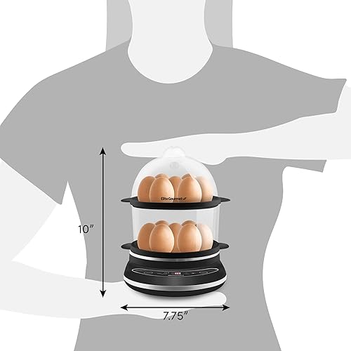Miniatura 9 de Elite Gourmet EGC314CB - Cocedor de huevos digital fácil, vaporizador de alimentos, escalfador, huevo blando, medio, duro con 6 funciones