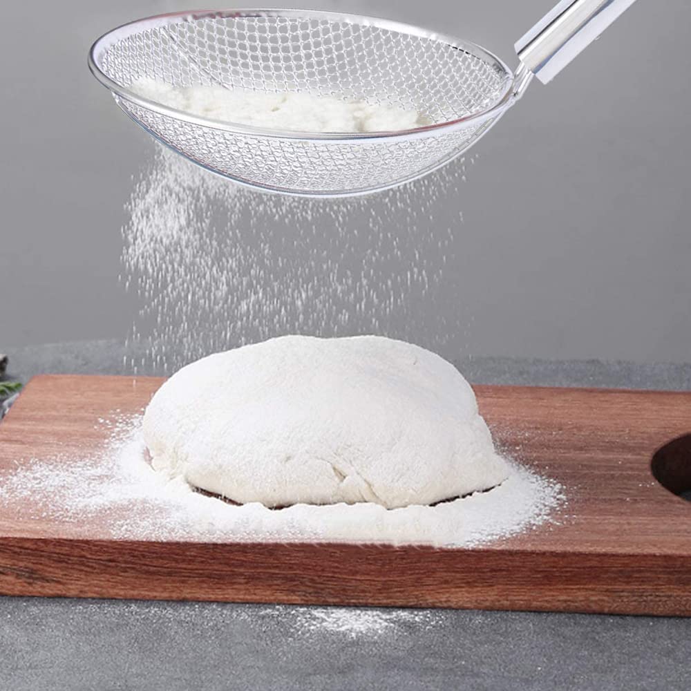 Cucharón Colador Cuchara Desnatadora De Acero Inoxidable Con Mango De Madera, Utensilio Para Freír Papas Fritas De Cocina, Espagueti, Fideos, Herramienta (diámetro 24 Cm / 9,44 Pulgadas)