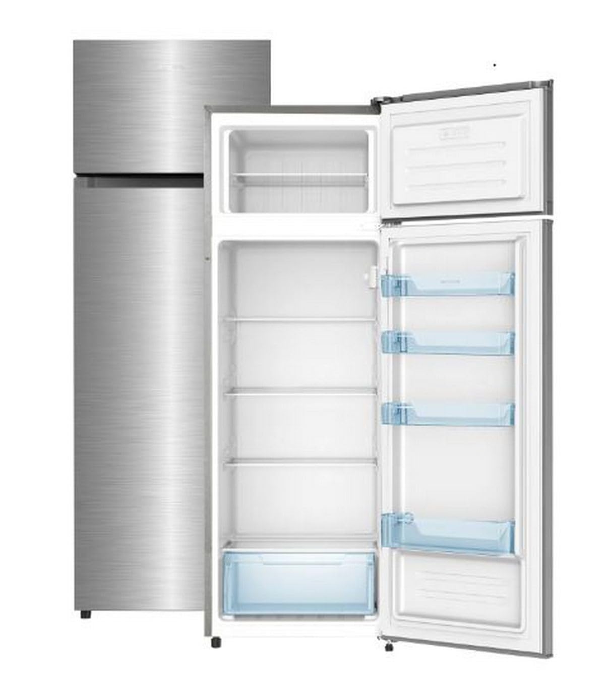 INFINTION Frigorifico Dos Puertas FG-A162I, 239 Litros, 160 cm de Altura, E, Ciclico, Puerta Reversible, Patas regulables en altura, Inox