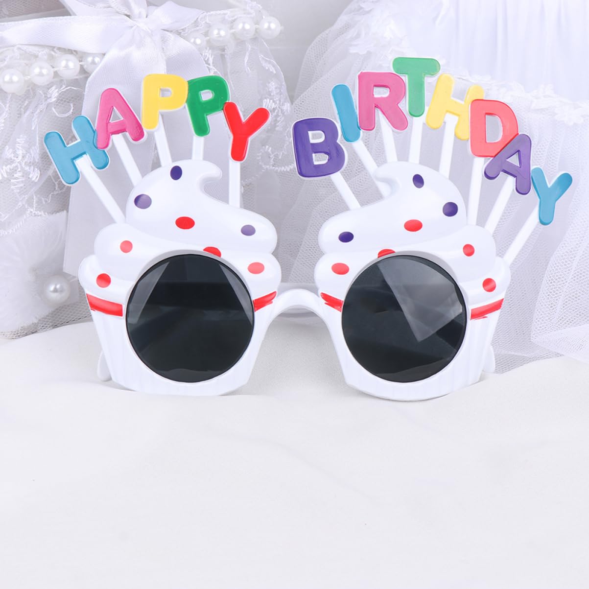 Cabilock Trendy Party Glasses for Birthday 2pcs Photo Holder Glasses Glitter Frame and Rainbow White Party Decorations