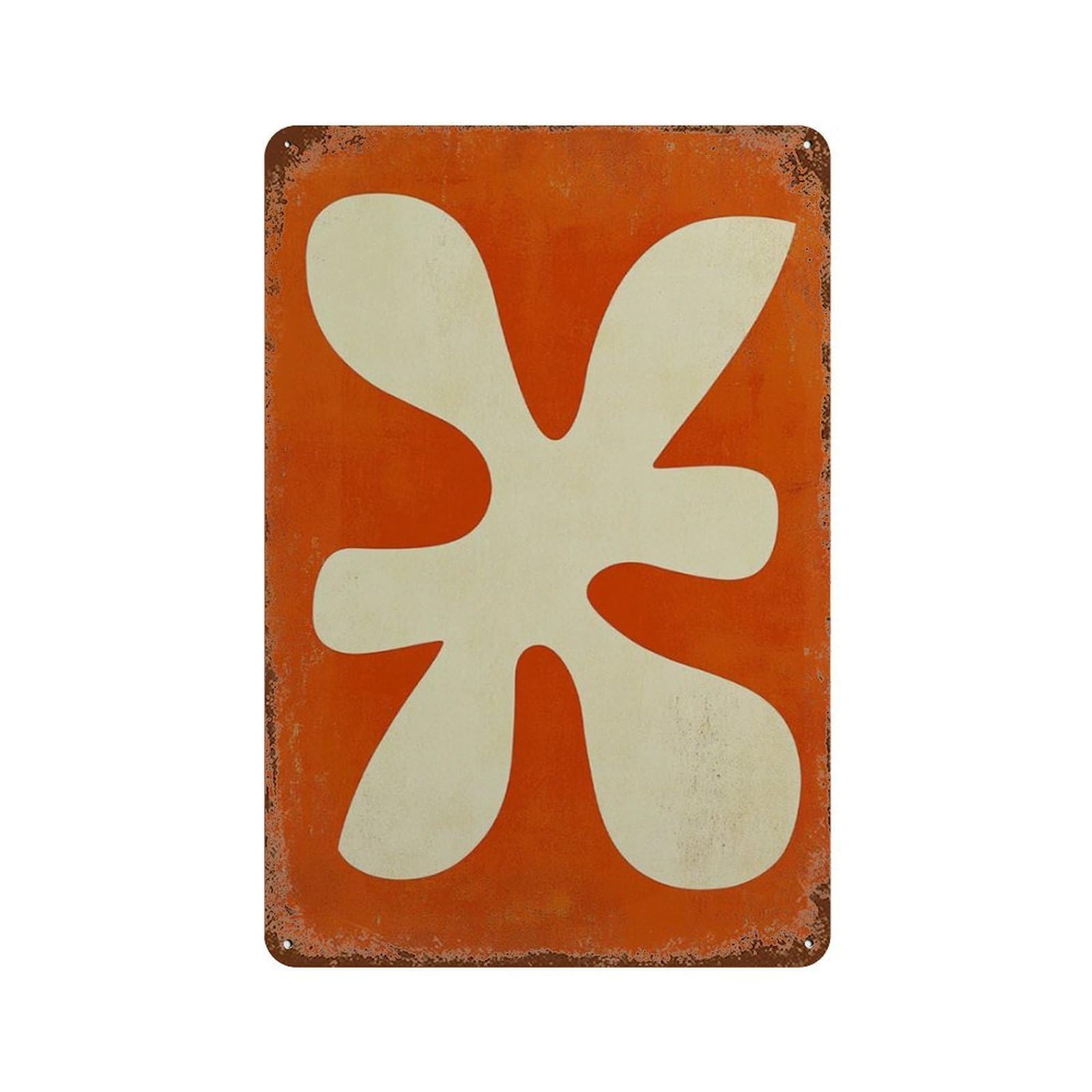 xiaoxiaoshen Abstract Minimal Shape Bold Orange Modern Contemporary Graphic Wall Decor Art Metal Tin Poster Modern Home Decor Art Home Bar Shop Decorations Vintage Sign 30x20cm